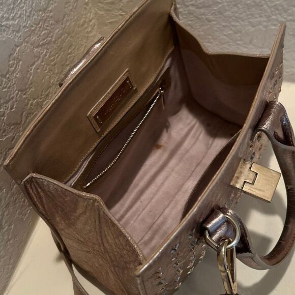 Jimmy Choo Two Way Crossbody Mini Bag Purse Metallic Gold Star Studded Punk Alt - Picture 8 of 15